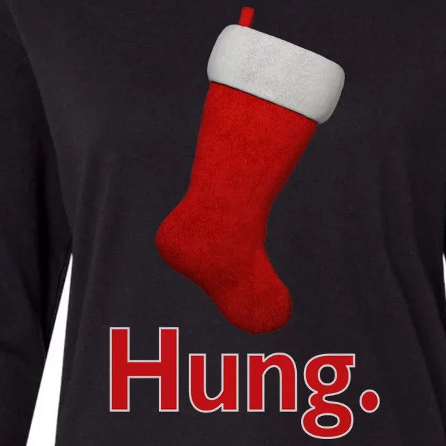 Hung Funny Christmas Womens Cotton Relaxed Long Sleeve T-Shirt