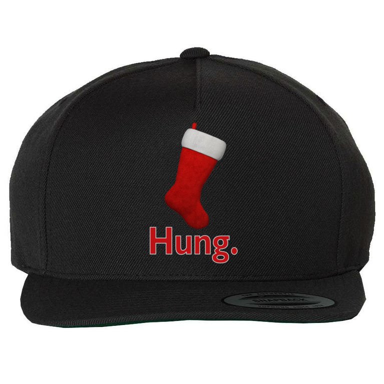 Hung Funny Christmas Wool Snapback Cap