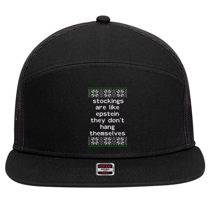 Hung Like Epstein Funny Ugly Christmas 7 Panel Mesh Trucker Snapback Hat