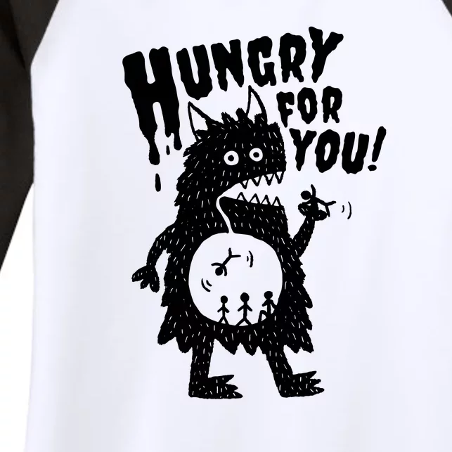 Hungry For You Monster Women's Tri-Blend 3/4-Sleeve Raglan Shirt