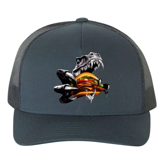 Hungry T-Rex Eating A Burger Yupoong Adult 5-Panel Trucker Hat