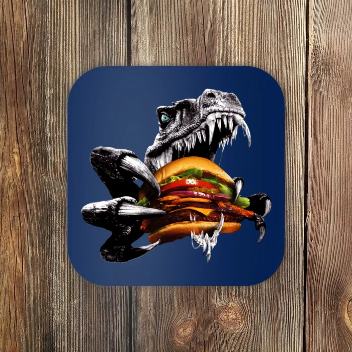 Hungry T-Rex Eating A Burger Coaster