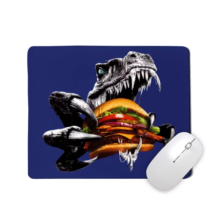 Hungry T-Rex Eating A Burger Mousepad