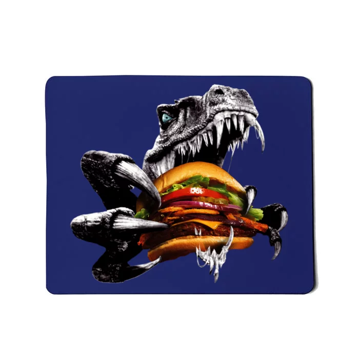 Hungry T-Rex Eating A Burger Mousepad