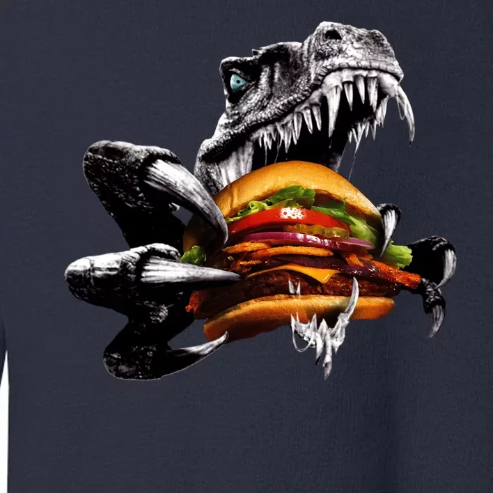 Hungry T-Rex Eating A Burger Toddler Sweatshirt