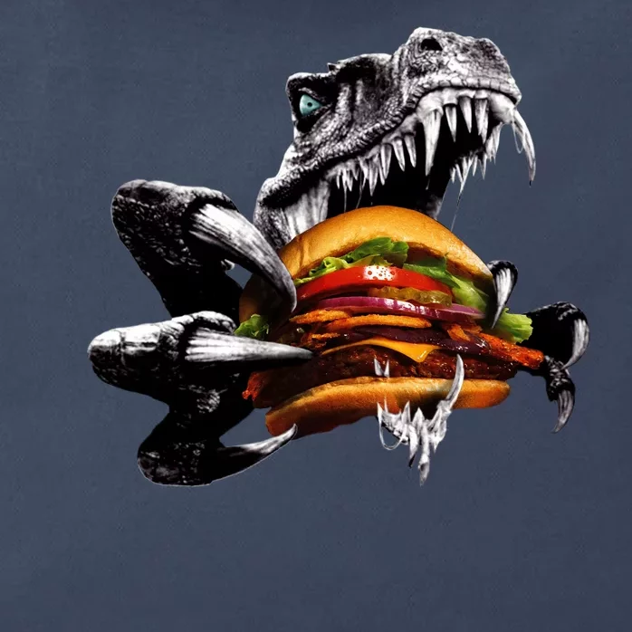 Hungry T-Rex Eating A Burger Zip Tote Bag