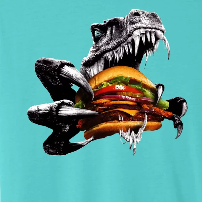 Hungry T-Rex Eating A Burger ChromaSoft Performance T-Shirt