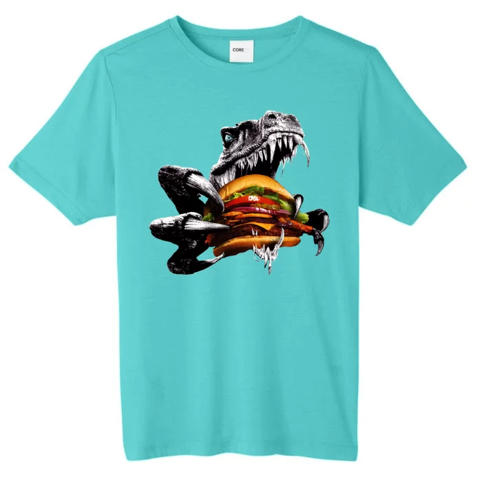 Hungry T-Rex Eating A Burger ChromaSoft Performance T-Shirt