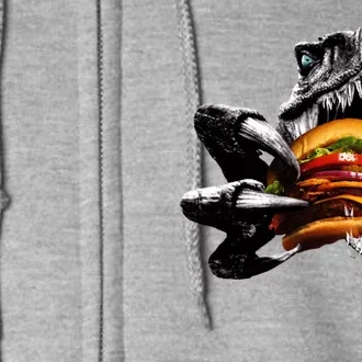 Hungry T-Rex Eating A Burger Full Zip Hoodie