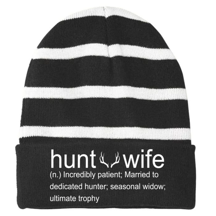 Hunter's Wife Funny Hunting Striped Beanie with Solid Band