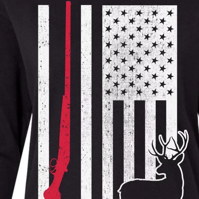 Hunting Deer Rifle Flag Womens Cotton Relaxed Long Sleeve T-Shirt