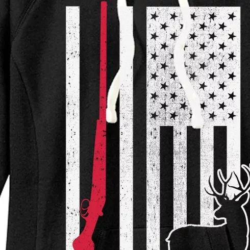 Hunting Deer Rifle Flag Women's Fleece Hoodie