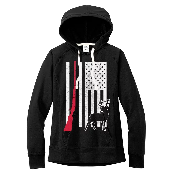 Hunting Deer Rifle Flag Women's Fleece Hoodie