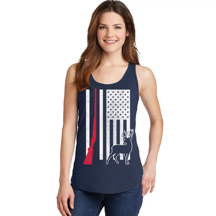 Hunting Deer Rifle Flag Ladies Essential Tank