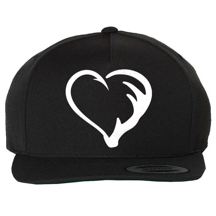 Hunting Fishing Antler Heart Hunter Wool Snapback Cap