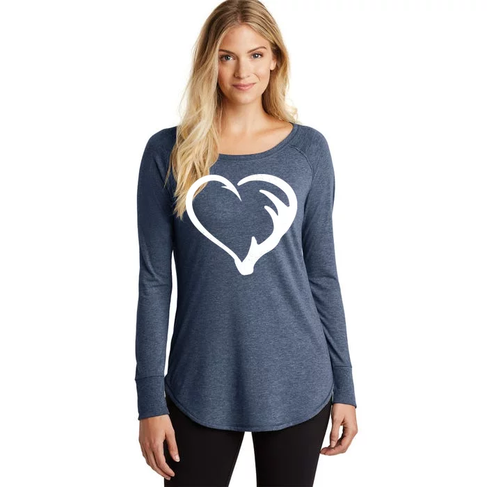 Hunting Fishing Antler Heart Hunter Women's Perfect Tri Tunic Long Sleeve Shirt