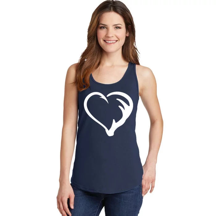 Hunting Fishing Antler Heart Hunter Ladies Essential Tank