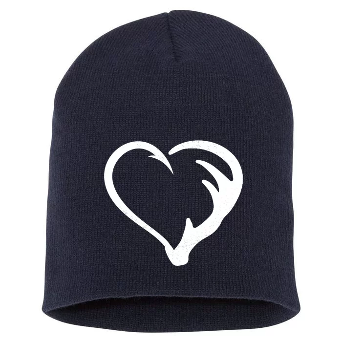 Hunting Fishing Antler Heart Hunter Short Acrylic Beanie