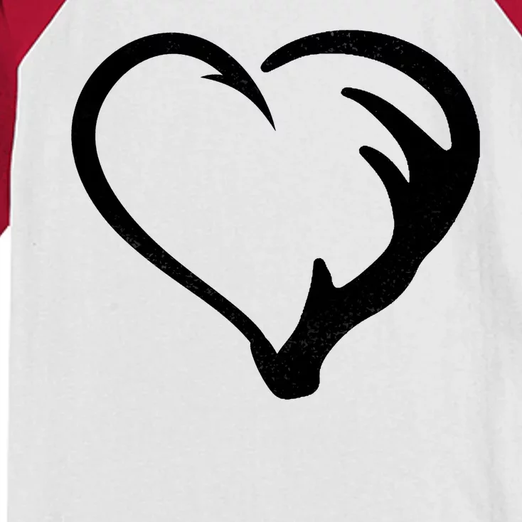 Hunting Fishing Antler Heart Hunter Kids Colorblock Raglan Jersey