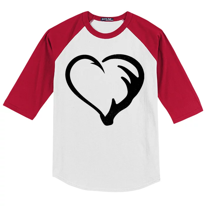 Hunting Fishing Antler Heart Hunter Kids Colorblock Raglan Jersey