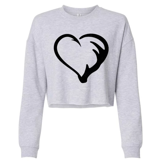 Hunting Fishing Antler Heart Hunter Cropped Pullover Crew