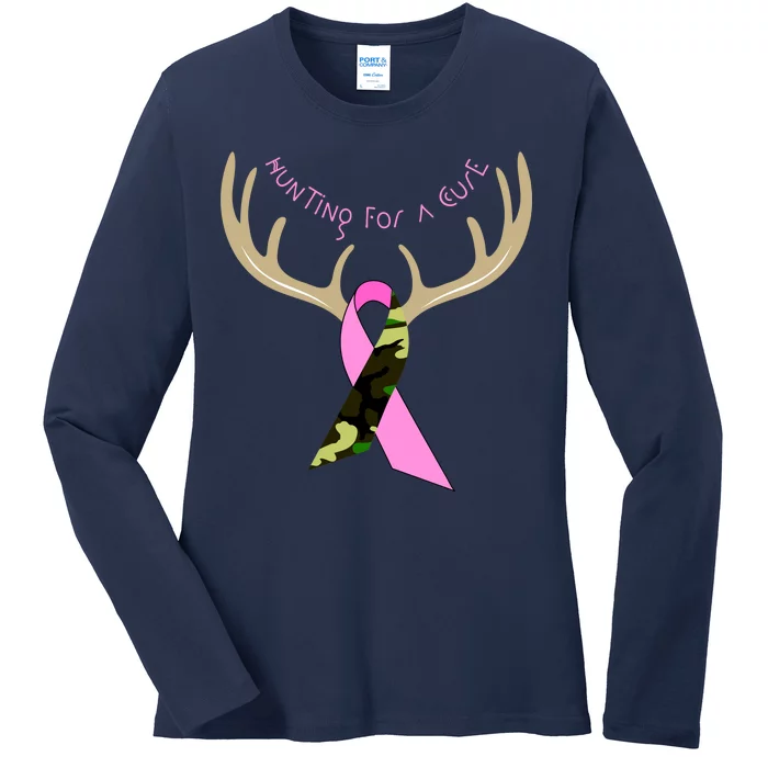 Hunting For A Cure Breast cancer Ladies Long Sleeve Shirt