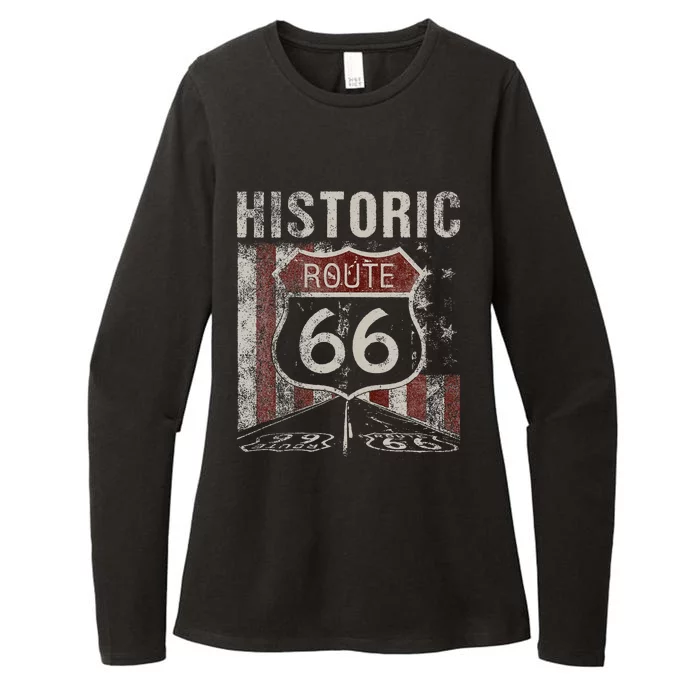 Historic U.S.A. Route 66 Highway Vintage America Road Womens CVC Long Sleeve Shirt