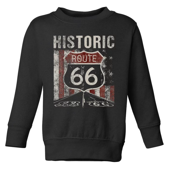 Historic U.S.A. Route 66 Highway Vintage America Road Toddler Sweatshirt