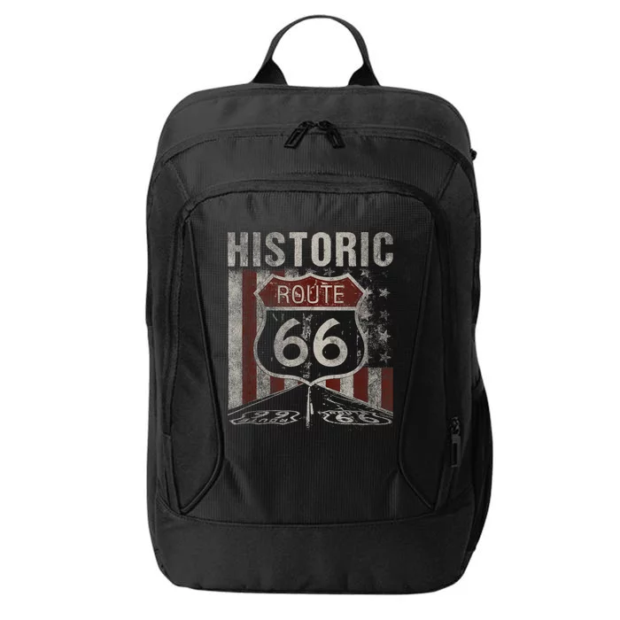 Historic U.S.A. Route 66 Highway Vintage America Road Sign City Backpack