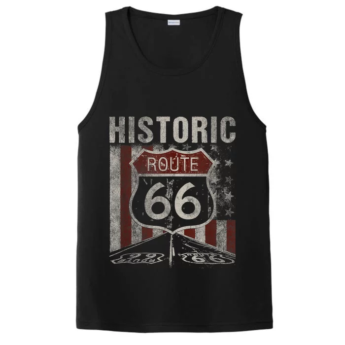 Historic U.S.A. Route 66 Highway Vintage America Road Sign Performance Tank