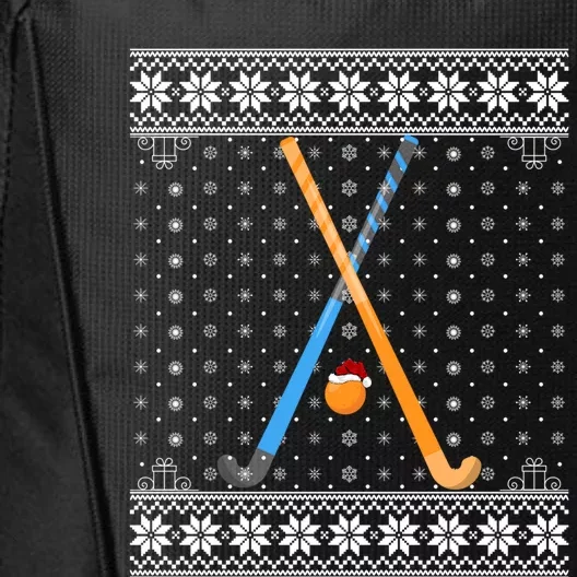 Hockey Ugly Sweater Santa Lighting Field Hockey Christmas Cute Gift City Backpack