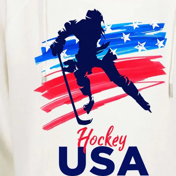 Hockey Usa Support The Team U.S.A Ice Hockey Lover Womens Funnel Neck Pullover Hood