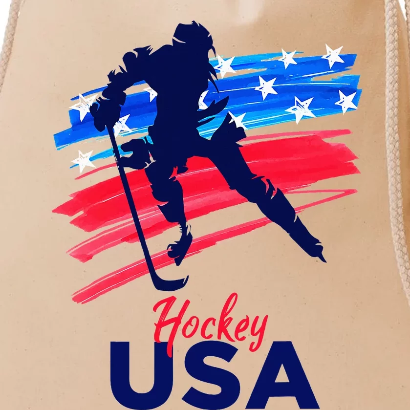 Hockey Usa Support The Team U.S.A Ice Hockey Lover Drawstring Bag