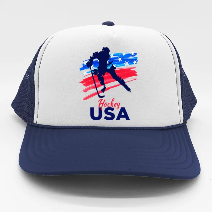 Hockey Usa Support The Team U.S.A Ice Hockey Lover Trucker Hat