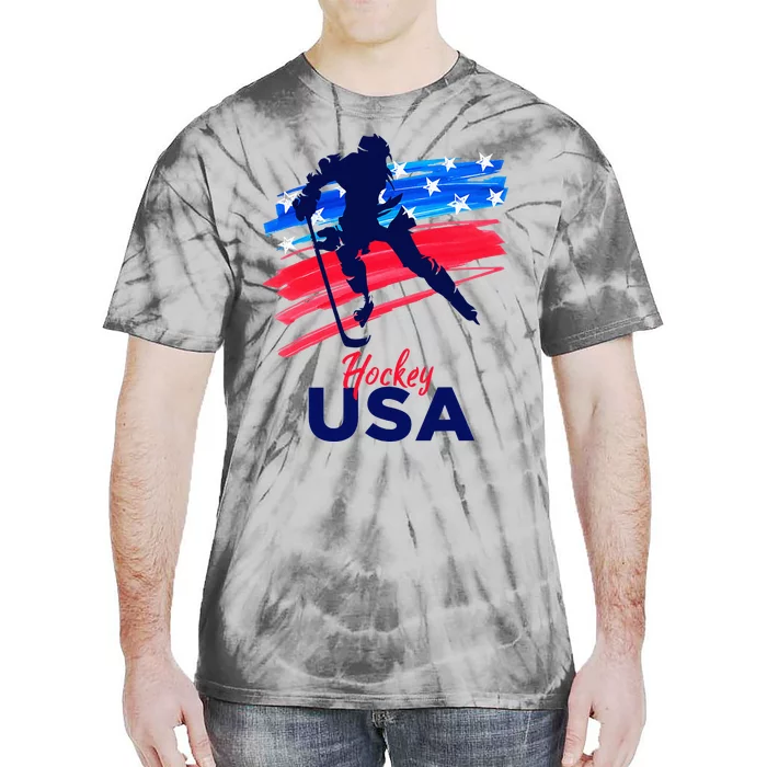 Hockey Usa Support The Team U.S.A Ice Hockey Lover Tie-Dye T-Shirt