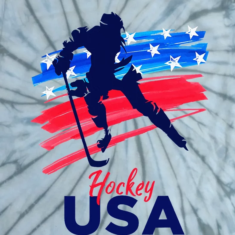 Hockey Usa Support The Team U.S.A Ice Hockey Lover Tie-Dye T-Shirt