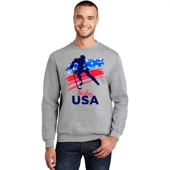 Hockey Usa Support The Team U.S.A Ice Hockey Lover Tall Sweatshirt