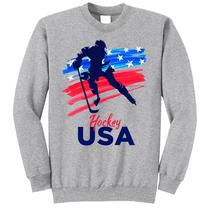 Hockey Usa Support The Team U.S.A Ice Hockey Lover Tall Sweatshirt