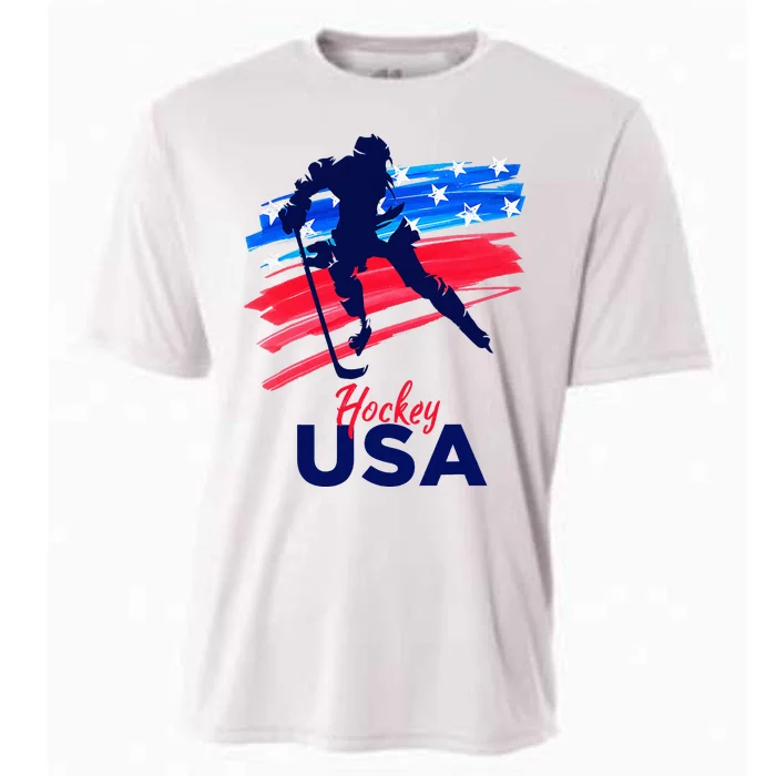 Hockey Usa Support The Team U.S.A Ice Hockey Lover Cooling Performance Crew T-Shirt