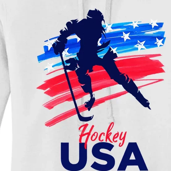 Hockey Usa Support The Team U.S.A Ice Hockey Lover Women's Pullover Hoodie