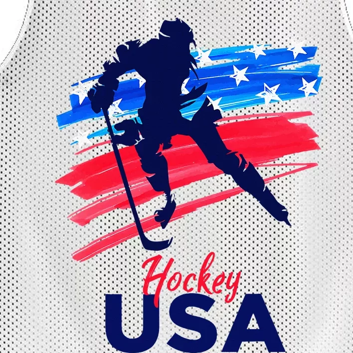 Hockey Usa Support The Team U.S.A Ice Hockey Lover Mesh Reversible Basketball Jersey Tank