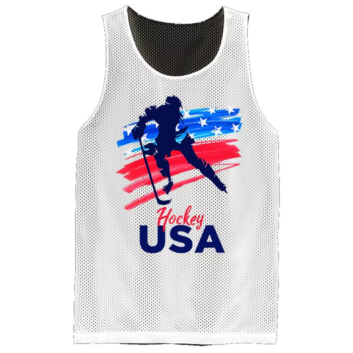 Hockey Usa Support The Team U.S.A Ice Hockey Lover Mesh Reversible Basketball Jersey Tank