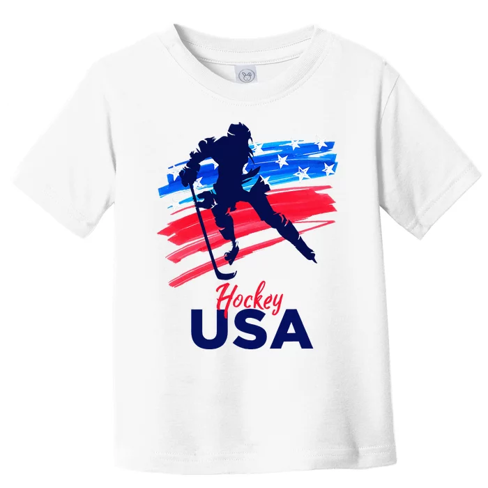 Hockey Usa Support The Team U.S.A Ice Hockey Lover Toddler T-Shirt