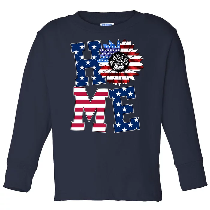 Home USA Sunflower Independence Day Celebration Toddler Long Sleeve Shirt