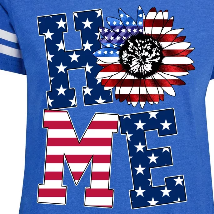 Home USA Sunflower Independence Day Celebration Enza Ladies Jersey Football T-Shirt