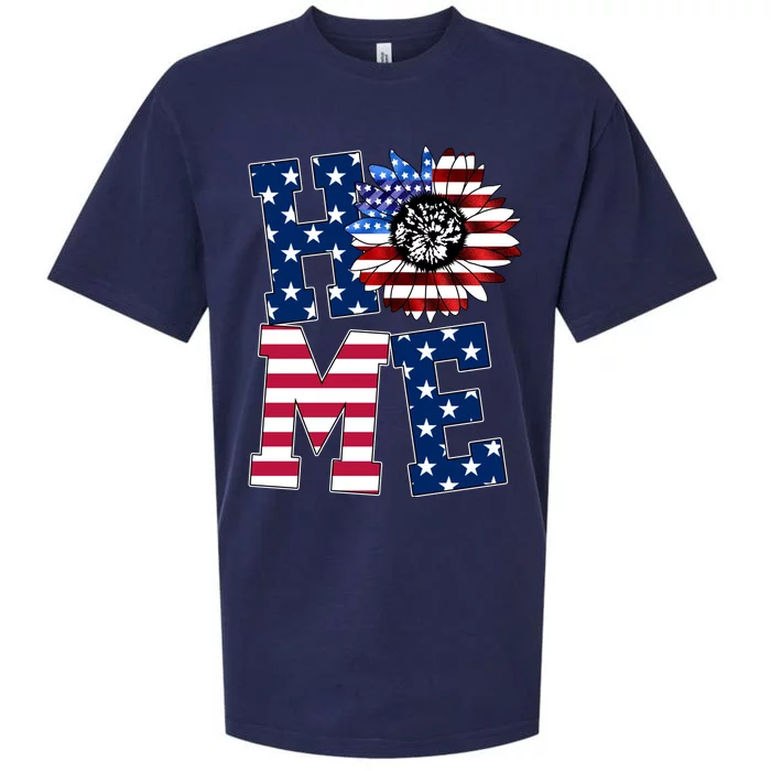 Home USA Sunflower Independence Day Celebration Sueded Cloud Jersey T-Shirt