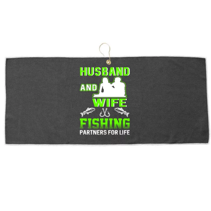 Husband and Wife Fishing Partners for Life Large Microfiber Waffle Golf Towel