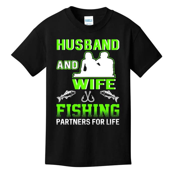 Husband and Wife Fishing Partners for Life Kids T-Shirt