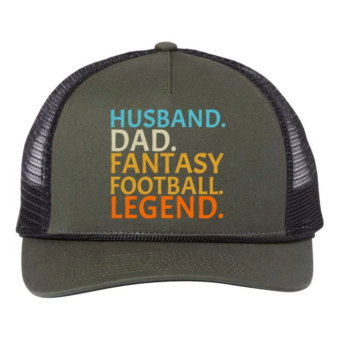 Husband Dad Fantasy Football Legend1 Retro Rope Trucker Hat Cap