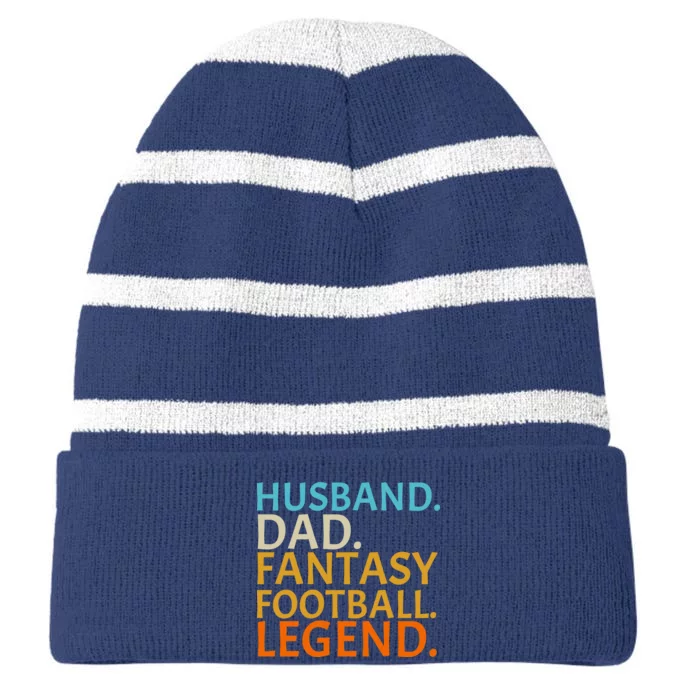 Husband Dad Fantasy Football Legend1 Striped Beanie with Solid Band